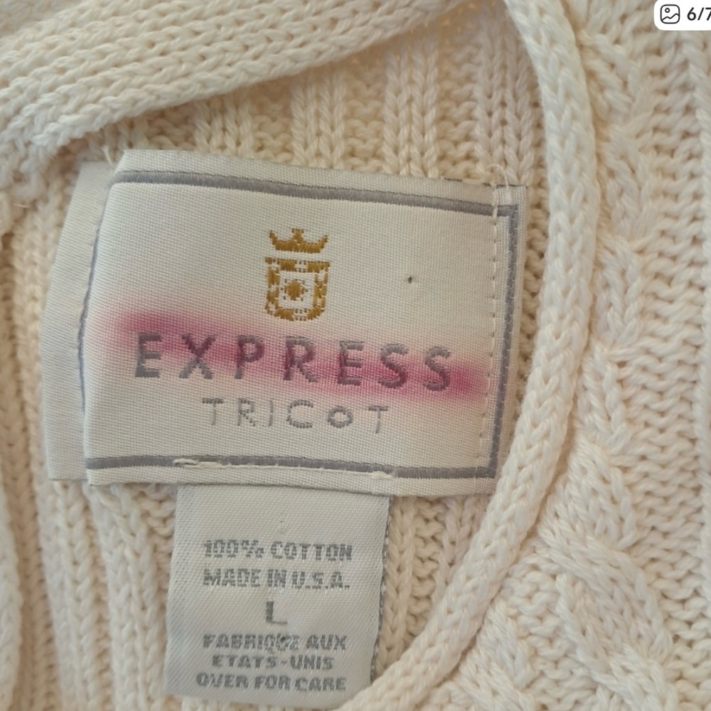 Express Ivory Ribbed Short Sleeve Top - Picture 2 of 6